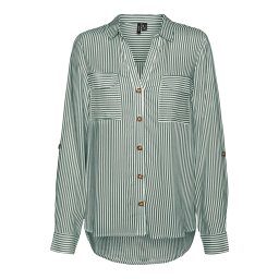VERO MODA Bluză 'Bumpy' verde închis / alb