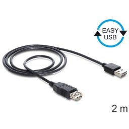 DeLOCK EASY USB2.0 A Plug/Socket - black 2m