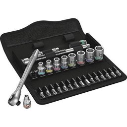 Wera 8100 SA 10 Zyklop Metal Ratchet Set - Push-through square, 1/4 drive, imperial