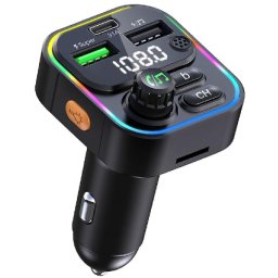 Modulator FM Auto cu Funcție Bluetooth Wireless RGB 7 Culori