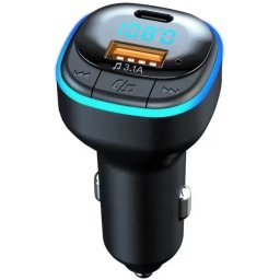 Modulator FM C33 Radio functie Bluetooth Led Multicolor USB A USB C Negru￼