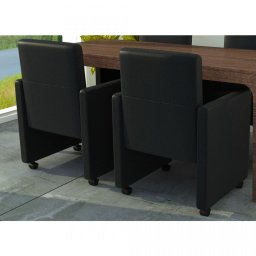 Scaune de bucătărie, 2 buc., piele artificială, negru