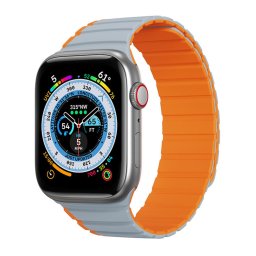 Curea pentru Apple Watch 1/2/3/4/5/6/7/8/SE/SE 2 (38/40/41mm) - Dux Ducis LD Series - Grey / Orange