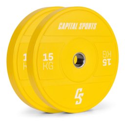 Capital Sports Nipton 2021, disc de greutate, bumper plate, 2 x 15 kg, Ø 54 mm, cauciuc dur (1003515210035152)