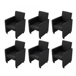 Scaune de bucătărie, 6 buc., piele artificială, negru