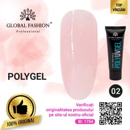 Polygel pentru construcție unghii, Global Fashion, 30 g, 02