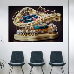Tablou Canvas Model Ortodontic Simulare Aparat Dentar TH65 (Dimensiune LxH: 120x80cm)