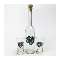 Set transparent 1x sticlă și 2x pahar pentru tărie