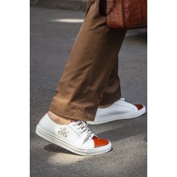 Sneakers Limited Edition Gentlemen`s Corner - White & Croco Cognac