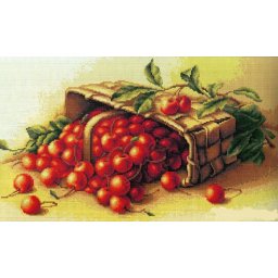 Set goblen de cusut, cu diagrama, Cos cu visine, 24x15,5cm