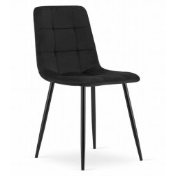 Scaun bucatarie/dining, Artool, Kara, catifea neagra, picioare metal negru, 44.5x50.5x87 cm