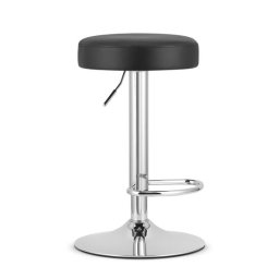 Scaun de bucatarie/bar, Artool, Rojst, rotativ, piele ecologica neagra, picior metal argintiu, 38x38x62.5-83 cm