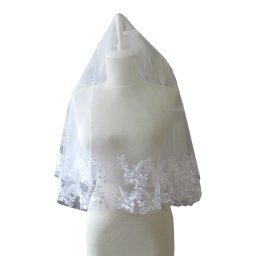 Voal Mireasa, model deosebit cu broderie alba - ILIF307153