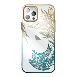 Husa Luxury iPhone 14 Plus Case with Kingxbar Phoenix Crystals - Gold and Blue