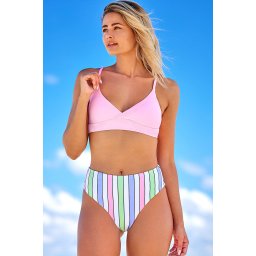 Eross costum baie Stripped S Pink