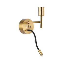 Ideal Lux - Lampă flexibilă LED SET 1xE27/42W/230V + LED/3W/230V aurie