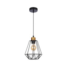 Lustră pe cablu PRIMO 1xE27/60W/230V negru/auriu