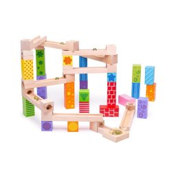 Pistă colorată din lemn pentru bile de sticlă Bigjigs Toys