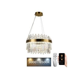 Lustră LED dimabilă pe cablu LED/70W/230V 3000-6500K auriu + telecomandă