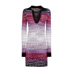 MISSONI Rochie Cotton Degrade' Chevron DS23WG24-BK025Z sm91k-multicolor red-black-blue