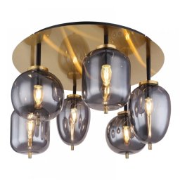 Plafoniera globuri Blacky 15345-6DMM, 6xE14, D:65 cm, metal alamă, sticlă fumurie