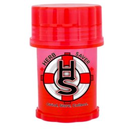 Grinder cu recipient HerbSaver Large rosu Neon 4 Parti Ø59mm (SUA)