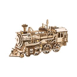 Puzzle mecanic 3D din lemn, locomotivă cu abur RoboTime