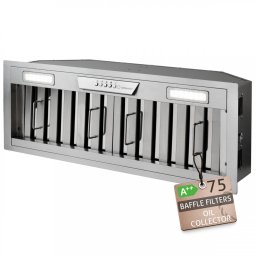 Hota incorporabila Turbionaire Chef 75 Pro THC75BPS, Motor Brushless 800mc/h, Clasa energetica A++, Filtre Baffle Avansate din inox, Colector de grasimi, Control electronic, Iluminare Led, 3 viteze+Boost, Finisaj Inox
