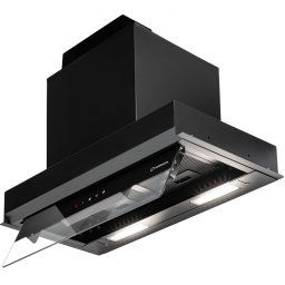 Hota incorporabila Turbionaire Enia 60 TEN60BB, L 60 cm, Motor Brushless 800mc/h, Clasa energetica A++, Control tactil pe Panoul mobil, Dubla aspiratie, Sticla tratata termic, Instalare flexibila, Iluminat Led, 3 viteze+Boost, Finisaj negru
