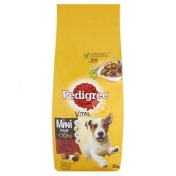 Pedigree Adult, 12 kg, hrana uscata caini talie mica, cu vita