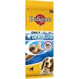 Dentastix Pedigree set de 3 buc 77 gr, recompensa caini talie medie, igiena dentara