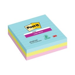 Notite adezive Super Sticky pentru conferinta, liniate, 101 mm x 101 mm, 3 x 75 file, Post-it