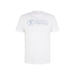 TOM TAILOR Tricou albastru fumuriu / alb