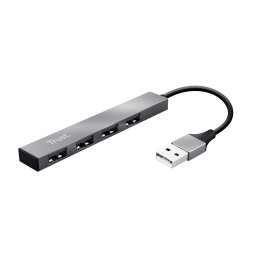 Adaptor Trust Halyx Aluminium, 4 porturi, Mini USB Hub, Argintiu