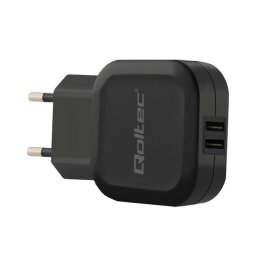 Incarcator Retea Qoltec, 5V, 3.4A,17W, 2xUSB, Negru