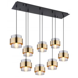 Suspensie Milley 15560-8H, 8xE27, metal negru, alama, sticla fumurie