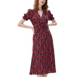 DIANE VON FURSTENBERG Rochie Anaba S/S DVFDS2R042DSMSB C0051 stamp med shocking beet