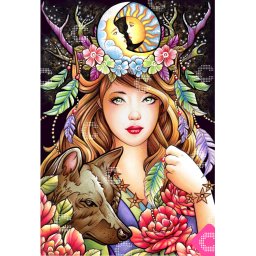 Set goblen cu diamante patrate AB carat.art, fara sasiu, Intre caine si lup, 50x73 cm
