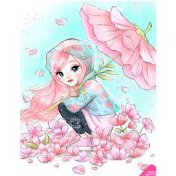 Set goblen cu diamante patrate AB carat.art, fara sasiu, Ploaie cu flori, 67x85 cm