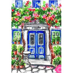 Set goblen cu diamante patrate AB carat.art, fara sasiu, Vacanta ta din Santorini, 45x65 cm
