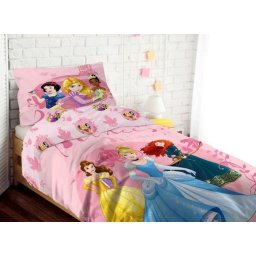 Lenjerie de pat pentru copii printesele Disney 140 x 200 cm, 100% bumbac