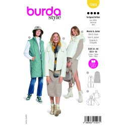 Tipar vesta/palton pufos cu gluga si maneci detasabile, pentru femei