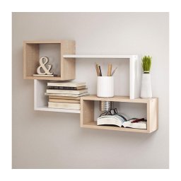 Poliță de perete TRIO 87x54x18 cm stejar sonoma/alb