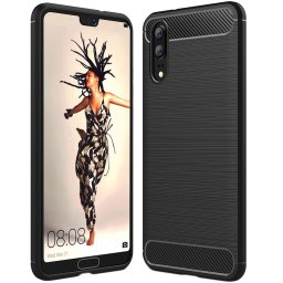 Husa Husa pentru Huawei P20 - Techsuit Carbon Silicone - Black