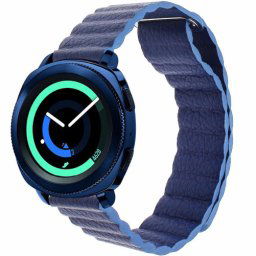 Curea piele Smartwatch Samsung Galaxy Watch 46mm, Samsung Watch Gear S3, iUni 22 mm Blue Leather Loop