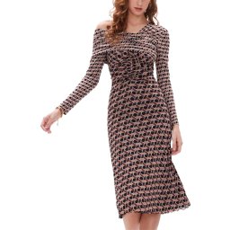 DIANE VON FURSTENBERG Rochie Leia DVFDL3R018WGLMC C59 wave geo lg camel/med camel