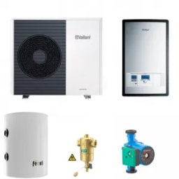 Pachet pompa de caldura aer-apa split Vaillant aroTHERM 75/5 AS + VWL 77/5 IS 7 kW cu puffer si pompa de circulatie