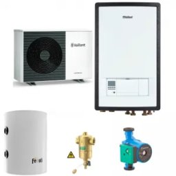 Pachet pompa de caldura aer-apa split R290 Vaillant AroTherm Plus VWL75/6+VWZ MEH 97 - 7 kW cu puffer FBM si pompa de circulatie