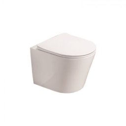 Set vas WC suspendat rimless Fluminia Clementina, cu capac quick release si soft close, alb lucios