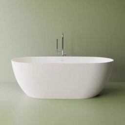 Cada freestanding cu preaplin Cast Marble Lagos 180x81cm alba